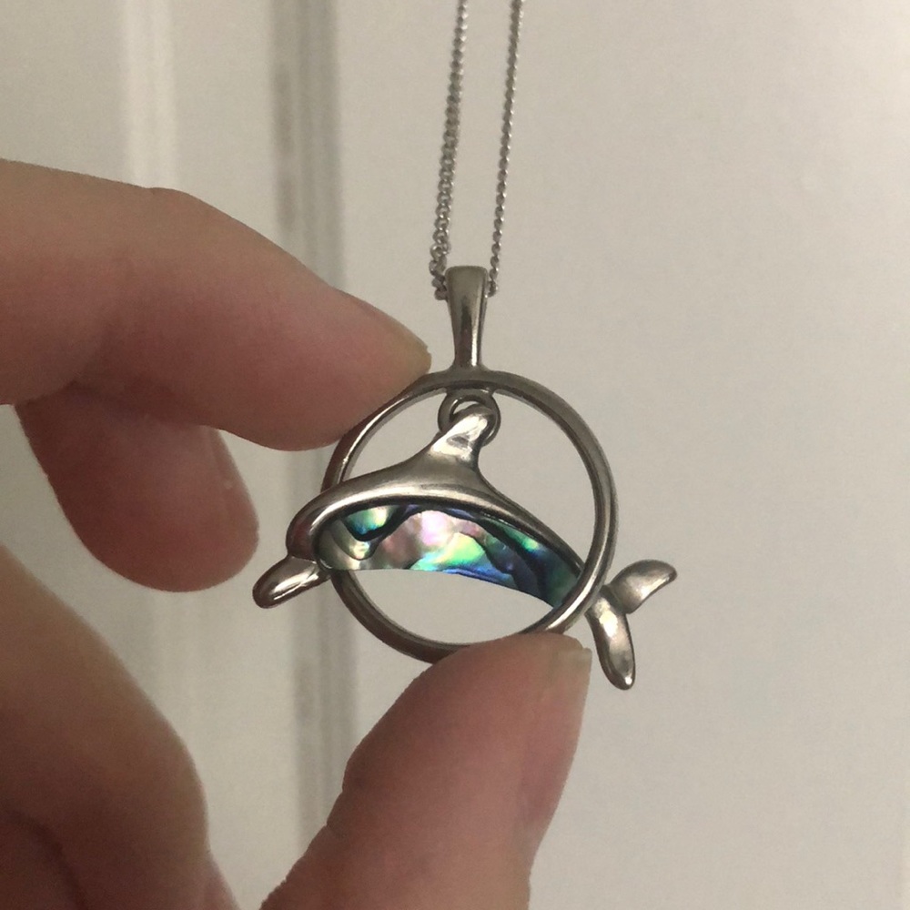Dolphin pendant sterling silver necklace